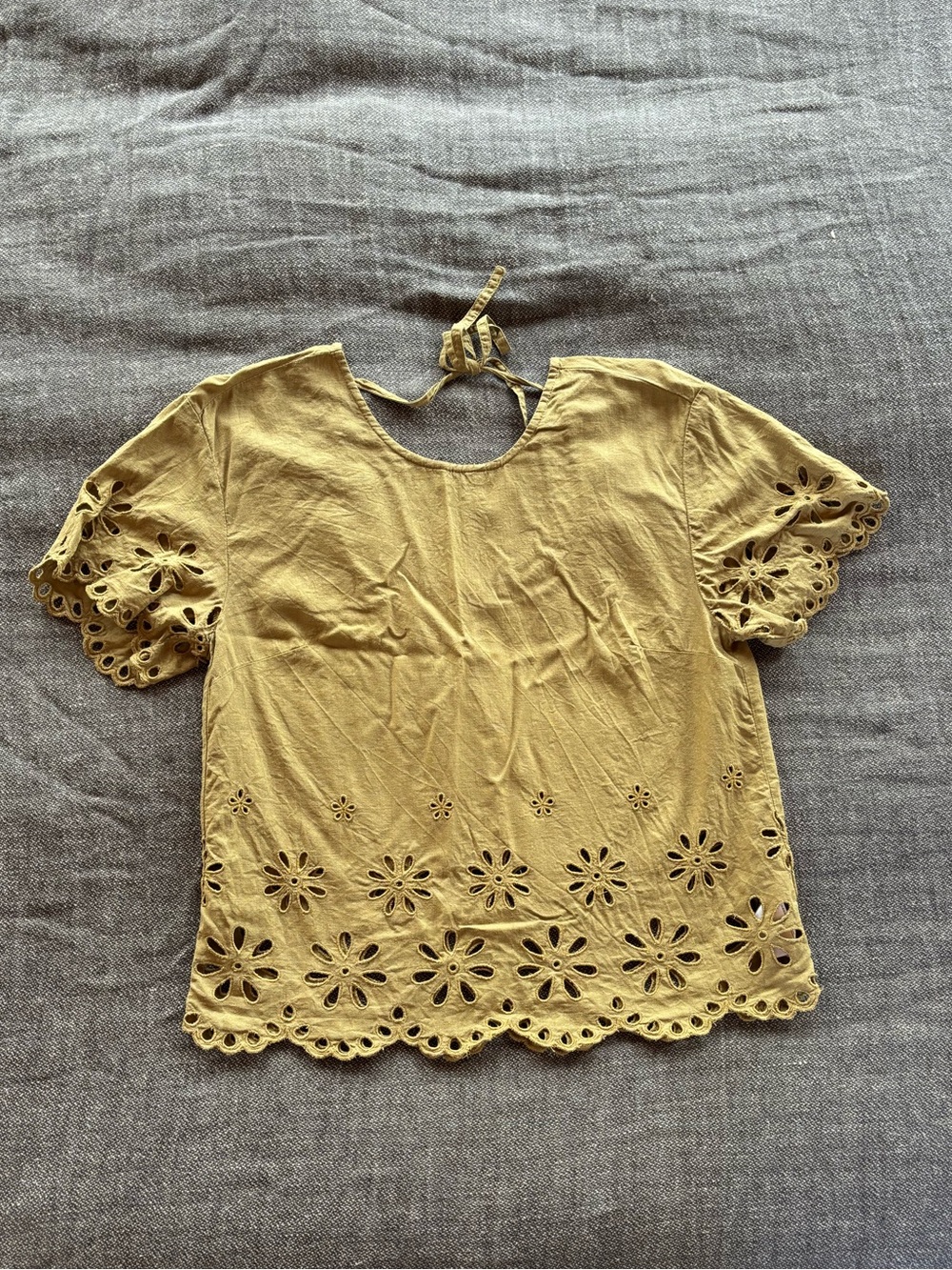 Madewell Linen Eyelet Peasant Top